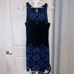 White House Black Market Black and Blue Midi Dress - szS (P25)